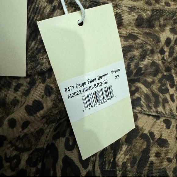 MNML Leopard Vintage Denim Cargo Flare Pants Size 32 - Picture 7 of 10